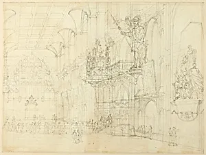 Study for Guild Hall, from Microcosm of London by Augustus Charles Pugin