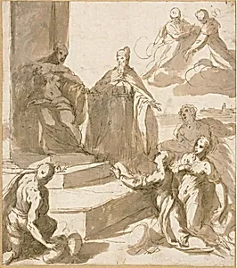 Study for Venice Receiving Homage and Gifts from Brescia, Udine, Padua, and Verona, with Doge Francesco Venier Presenting Them