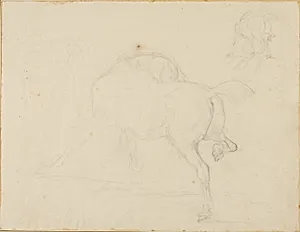 Study of a Horse Turning Its Head and Raising His Hind Leg by Jean Louis André Théodore Géricault