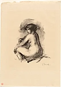 Study of Seated Nude Woman by Pierre-Auguste Renoir