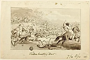 Tartars Hunting Deer (recto); Shell (verso)