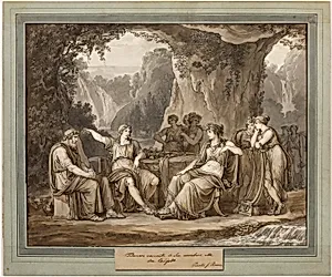Telemachus Relates His Adventures to the Goddess Calypso, from The Adventures of Telemachus, Book 1 by Bartolomeo Pinelli