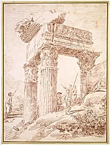 Temple of Vespasian by Hubert Robert