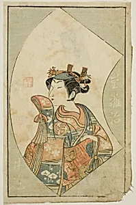 The Actor Arashi Hinaji, from "A Picture Book of Stage Fans (Ehon butai ogi)"