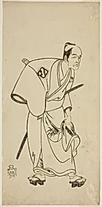 The Actor Arashi Otohachi I as Hotei Ichiemon in the Play Ayatsuri Kabuki Ogi, Performed at the Nakamura Theater in the Seventh Month, 1768 by Katsukawa Shunsho