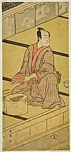 The Actor Ichikawa Monnosuke II as Daidoji Tabatanosuke in the Play Mukashi Mukashi Tejiro no Saru, Performed at the Ichimura Theater in the Eighth Month, 1792 by Katsukawa Shun'ei