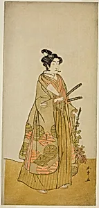 The Actor Ichikawa Monnosuke II as Kichisaburo, Temple Page of Kichijo-ji, in the Play Sono Kyodai Fuji no Sugatami, Performed at the Morita Theater in the Second Month, 1776 by Katsukawa Shunsho
