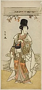 The Actor Ichikawa Monnosuke II as the Court Servant Shoheida Sadamori in the Play Masakado Kammuri no Hatsuyuki, Performed at the Nakamura Theater in the Eleventh Month, 1777 by Katsukawa Shunsho
