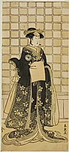 The Actor Iwai Kiyotaro II as Lady Itohagi (?) in the Play Genji Saiko Kogane Tachibana (?), Performed at the Ichimura Theater (?) in the Eleventh Month, 1788 (?) by Katsukawa Shun'ei