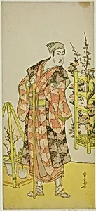 The Actor Matsumoto Koshiro IV as the Plant Seller Awashima no Yonosuke in the Play Mukashi Otoko Yuki no Hinagata, Performed at the Ichimura Theater in the Eleventh Month, 1781