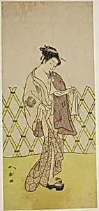 The Actor Nakamura Riko I as Hakata no Kojoro (?) in the Play Shitenno-ji Nobori Kuyo, Performed at the Ichimura Theater in the Eighth Month, 1773 by Katsukawa Shunsho