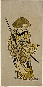 The Actor Sawamura Kamesaburo as Nagoya Kosanza in the play "Keisei Fukubiki Nagoya," performed at the Nakamura Theater in the first month, 1731