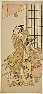 The Actor Sawamura Sojuro II as Kudo Suketsune (?) in the Play Edo no Hana Wakayagi Soga (?), Performed at the Ichimura Theater (?) in the Second Month, 1769 (?)