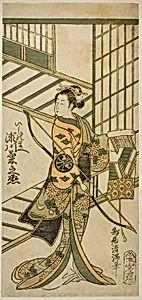 The Actor Segawa Kikunojo II as Ishi no Mae in the play "Hoshi Aikotoba Higashiyama no Sakae," performed at the Ichimura Theater in the ninth month, 1763