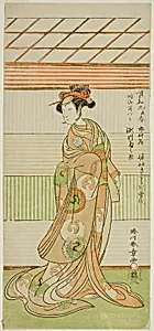 The Actor Segawa Kikunojo II as the Courtesan Maizuru in the Play Furisode Kisaragi Soga, Performed at the Ichimura Theater in the Second Month, 1772 by Katsukawa Shunsho