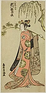 The Actor Segawa Yujiro I as Oshichi in the play "Edo no Haru Meisho Soga," performed at the Ichimura Theater in the third month, 1773