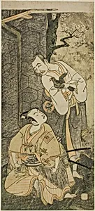 The Actors Nakamura Utaemon I as Seigen (right), and Ichikawa Komazo II as Shimizu Tonoinosuke Kiyoharu (left), in the Play Soga Moyo Aigo no Wakamatsu, Performed at the Nakamura Theater in the Third Month, 1769 by Ippitsusai Buncho
