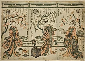 The Actors Sanogawa Ichimatsu (right), Nakamura Tomijuro (center), and Nakamura Kumetaro (left), from A Comparison - Set of Three (Nazorae Sanpukutsui)