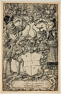 The Arms of Habsberg Flanked by an Elegant Couple
