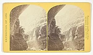 The Cañon of Kanab Creek, near its junction with the Grand Cañon of the Colorado. In the foreground is a dripping spring affording a shower bath. Temperature, 69° Fahr, No. 8 from the series "Geographical Explorations and Surveys West of the 100th Meridian"