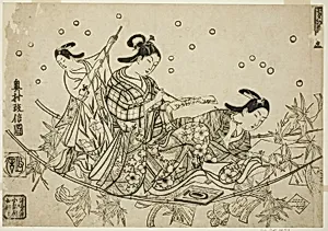 The Crossing of the Tanabata Boat (Tanabata no towataru fune) by Okumura Masanobu