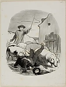 The danger of being caught in a steeple chase, plate 12 from Pastorales by Honoré-Victorin Daumier