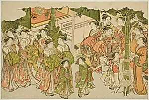 The First Garments of the New Year (Kiso hajime), from the illustrated book "Colors of the Triple Dawn (Saishiki mitsu no asa)" by Torii Kiyonaga
