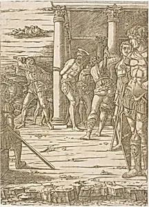 The Flagellation of Christ, with the Landscape Background by Andrea Mantegna