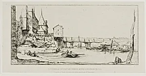 The Footbridge Temporarily Replacing the Pont-au-Change, Paris, After the Fire of 1621 by Charles Meryon