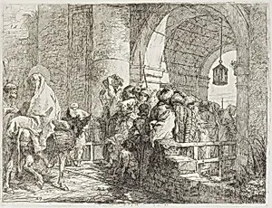 The Holy Family Arriving at a City Gate, plate 27 from The Flight into Eypt by Giovanni Domenico Tiepolo