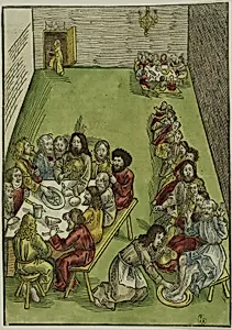The Last Supper and Christ Washing the Feet of his Disciples, plate nine from Passio domini nostri Jesu Christi