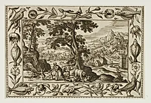 The Mocking Children Cursed by Elijah and Eaten by the She-Bear, from Landscapes with Old and New Testament Scenes and Hunting Scenes by Adriaen Collaert