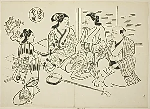 The Momiji-no-ga Chapter from "The Tale of Genji" (Genji Momiji-no-ga), from a series of Genji parodies by Okumura Masanobu