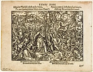 The Passage of the Red Sea (recto) and The Burial of Jacob (verso) from Neuwe Biblische Figuren, plate 48 from Woodcuts from Books of the XVI Century by Jost Amman