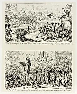 The Peace Society, or a New "Field of Action" for the Military - in "The Good Time Coming" from George Cruikshank's Steel Etchings to The Comic Almanacks: 1835-1853 (top) by George Cruikshank