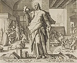 The Physician Considered as God, plate one from Allegories of the Medical Profession. by Hendrick Goltzius