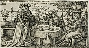 The Prodigal Son Wasting his Fortune, plate two from The History of the Prodigal Son by Hans Sebald Beham