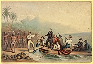 The Reception of the Rev. J. Williams, at Tanna in the South Seas, the Day Before He was Massacred