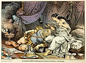 The Republican Dalilah Stealthily the Democratic Sampson of his Strength, from Puck