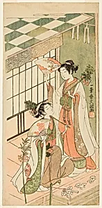 The Shrine Dancers (Miko) Ohatsu and Onami by Ippitsusai Buncho