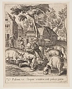 The Son Feeding the Swine, from The Parable of the Prodigal Son by Crispijn van de Passe, I