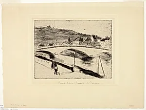 The Stone Bridge at Rouen by Camille Pissarro