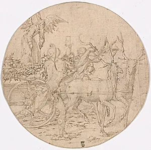 The Triumph of Time (recto); Sketch of a Stag (verso)
