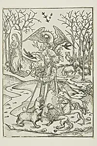 The Virtues of Christ and the Wickedness of His Enemies Symbolized by Diverse Birds and Beasts (verso); The Last Supper (recto), pages 66 and 65 from the Treasury (Schatzbehalter)