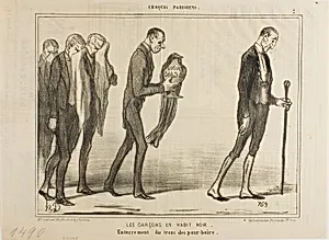 The Waiter in Black Suits. Funeral of the tip box, plate 2 from Croquis Parisiens