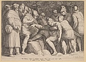 The Wounded Scipio Carried from Battle by his Sons by Jan Saenredam