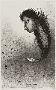 Then There Appears a Singular Being, Having the Head of a Man On the Body of a Fish, plate 5 of 10 by Odilon Redon