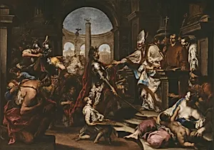 Theodosius Repulsed from the Church by Saint Ambrose