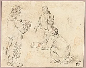 Three Men with Dogs