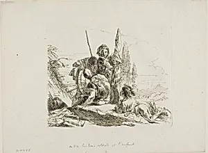 Three Soldiers and a Boy, from Capricci by Giovanni Battista Tiepolo